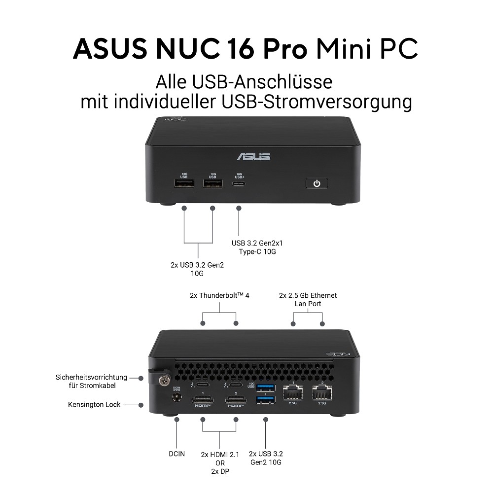 ASUS NUC 16 Pro Slim Mini PC RNUC16GDKU7684N2 (Int hinten